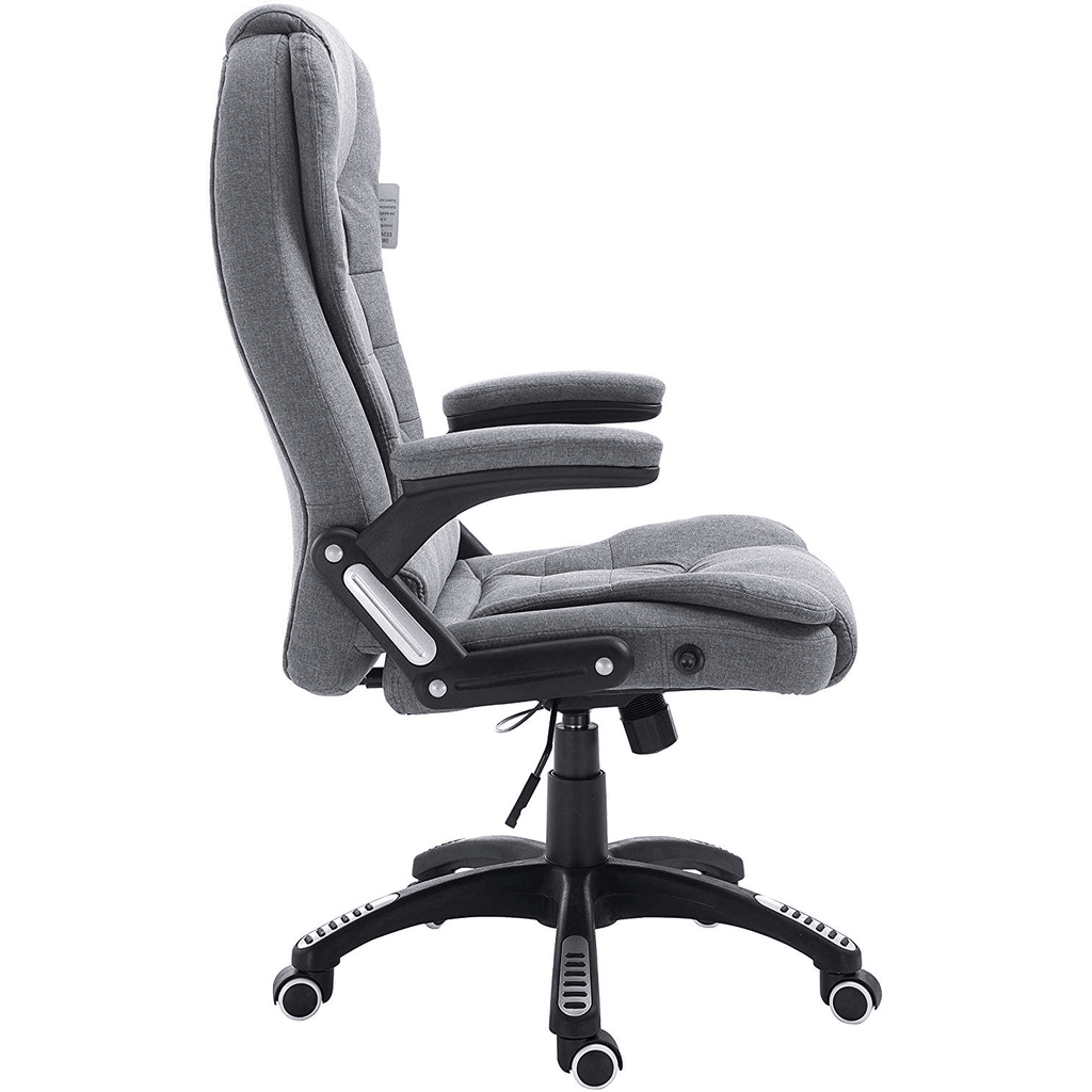 Executive Reclining Computer Desk Chair with Footrest, Headrest and Lumbar  Cushion Support Furniture, MR34 Grey Fabric