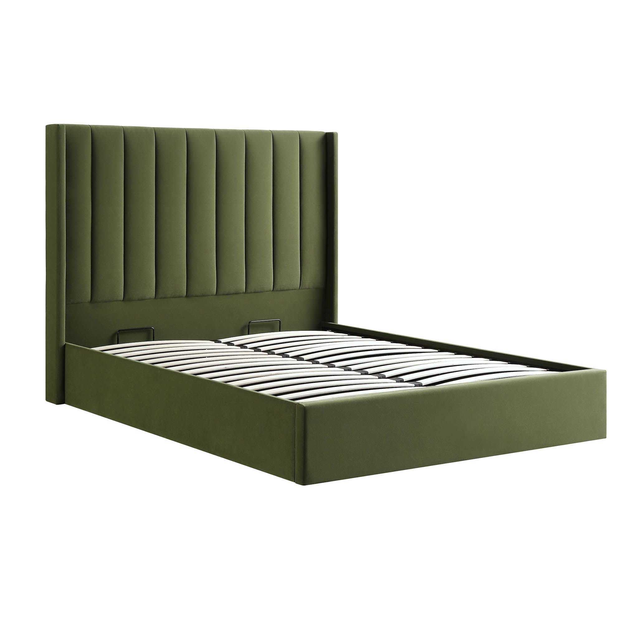 Wilton Moss Green Velvet Ottoman Storage Bed