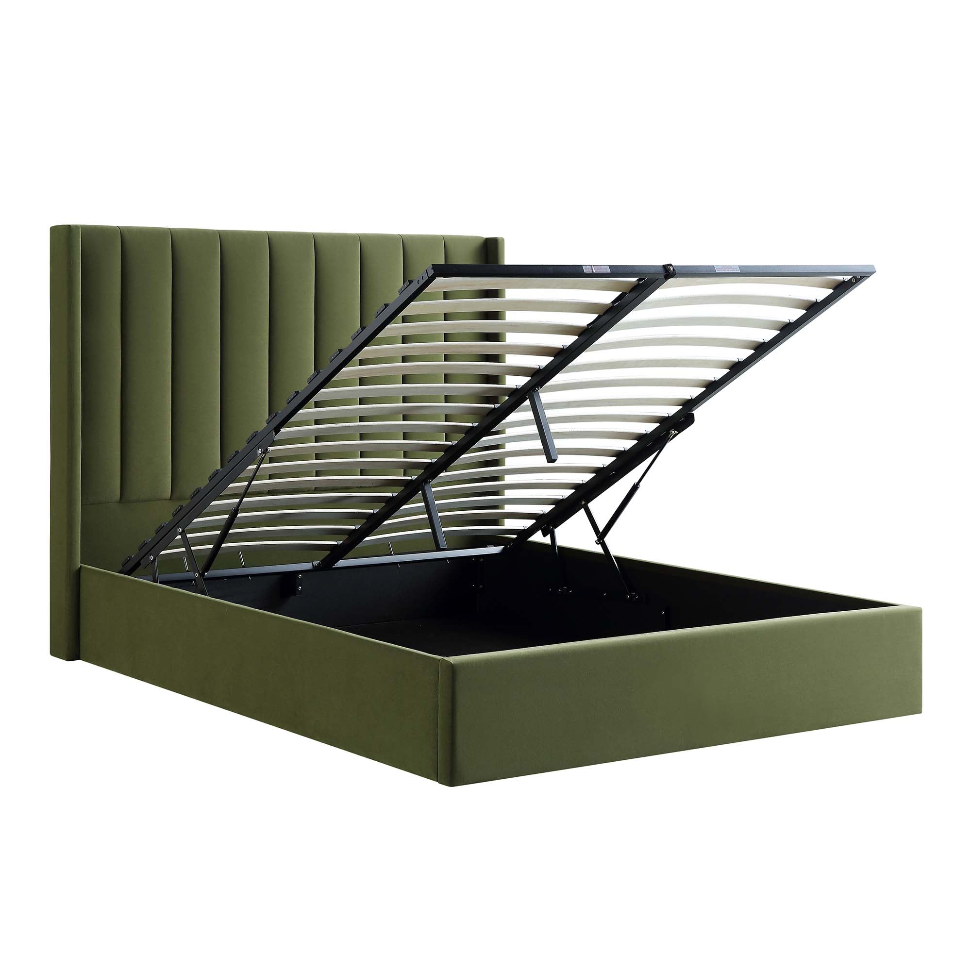 Wilton Moss Green Velvet Ottoman Storage Bed