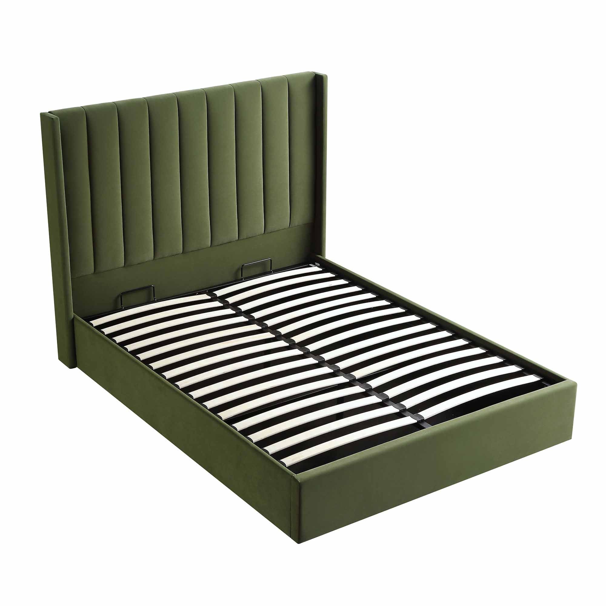 Wilton Moss Green Velvet Ottoman Storage Bed