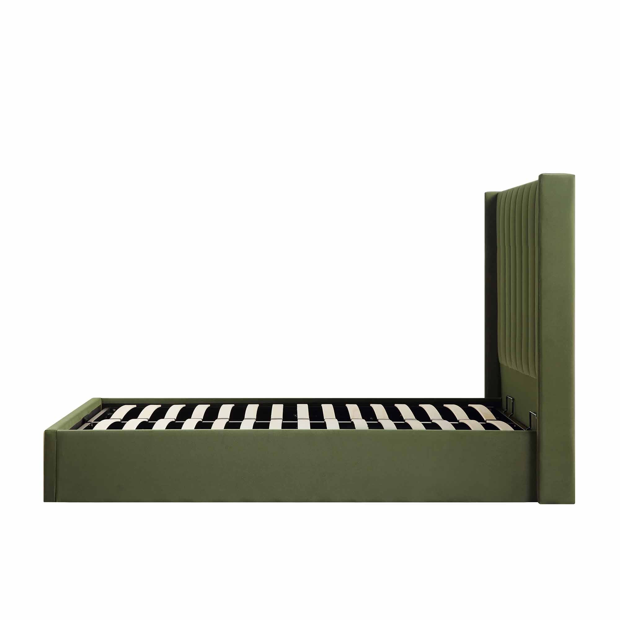 Wilton Moss Green Velvet Ottoman Storage Bed