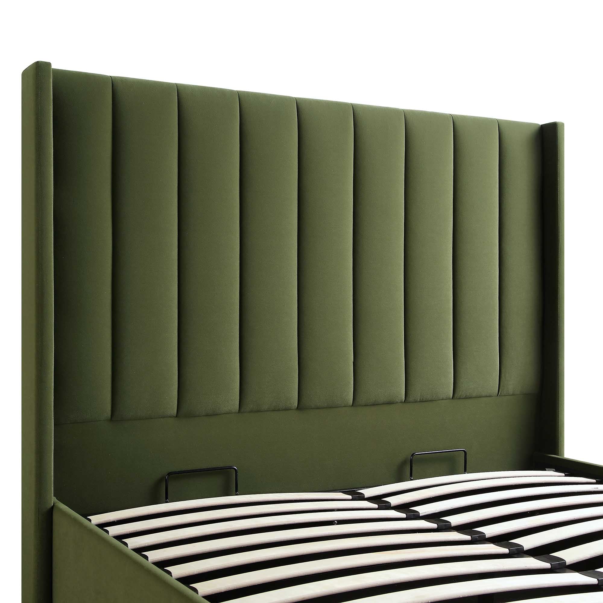 Wilton Moss Green Velvet Ottoman Storage Bed