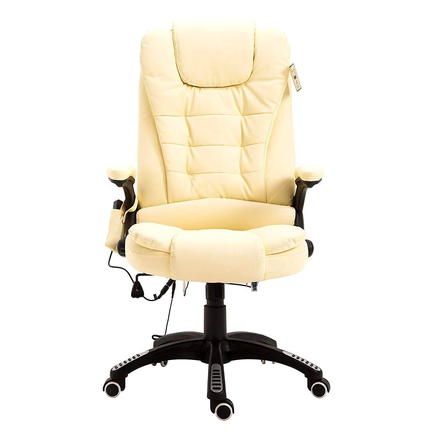 Executive Recline Padded Swivel Office Chair with Vibrating Massage Function, MM17 Cream