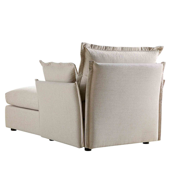 Byron Pillow Edge Beige Fabric Modular Sofa, 1-Seater Chaise