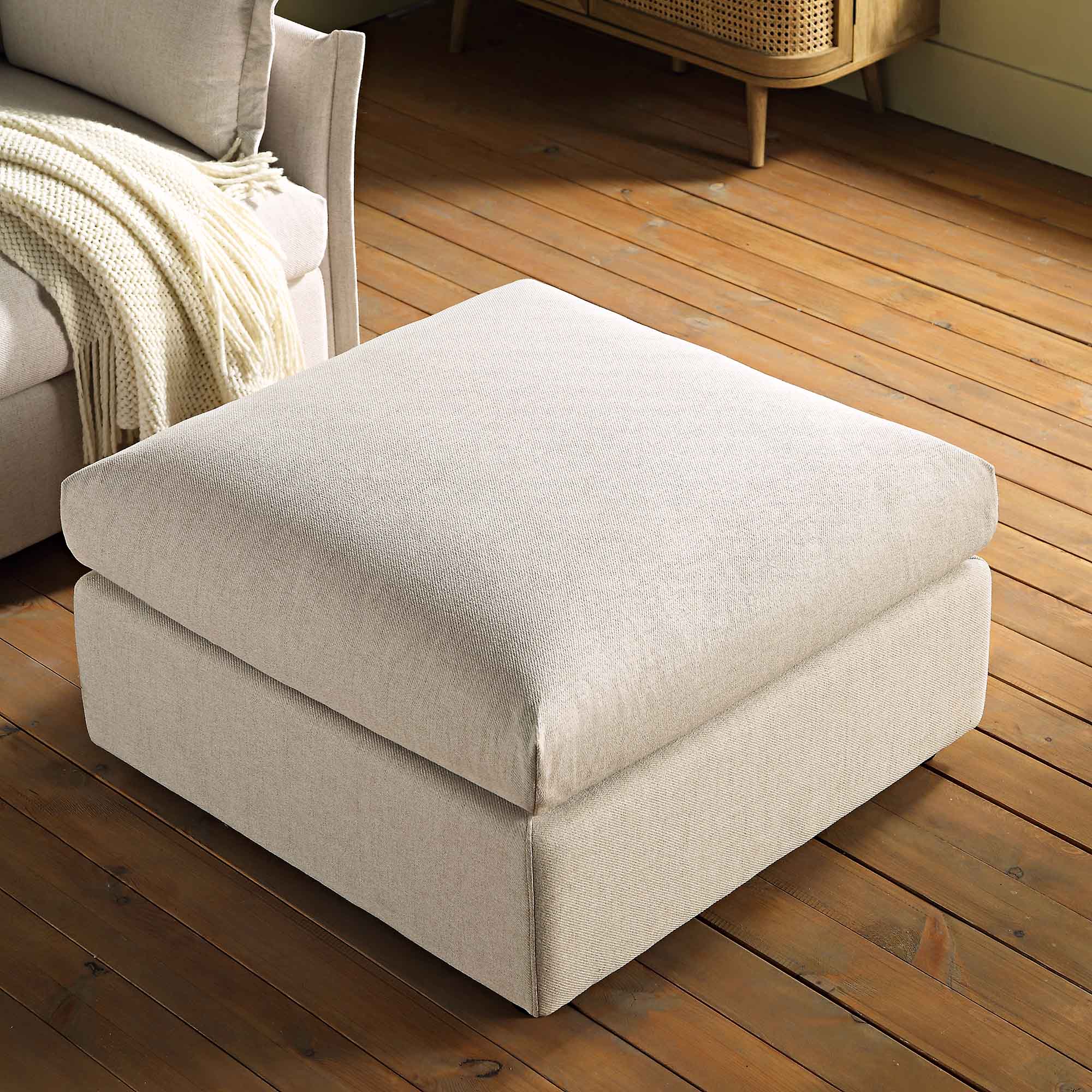 Byron Beige Fabric Pouffe