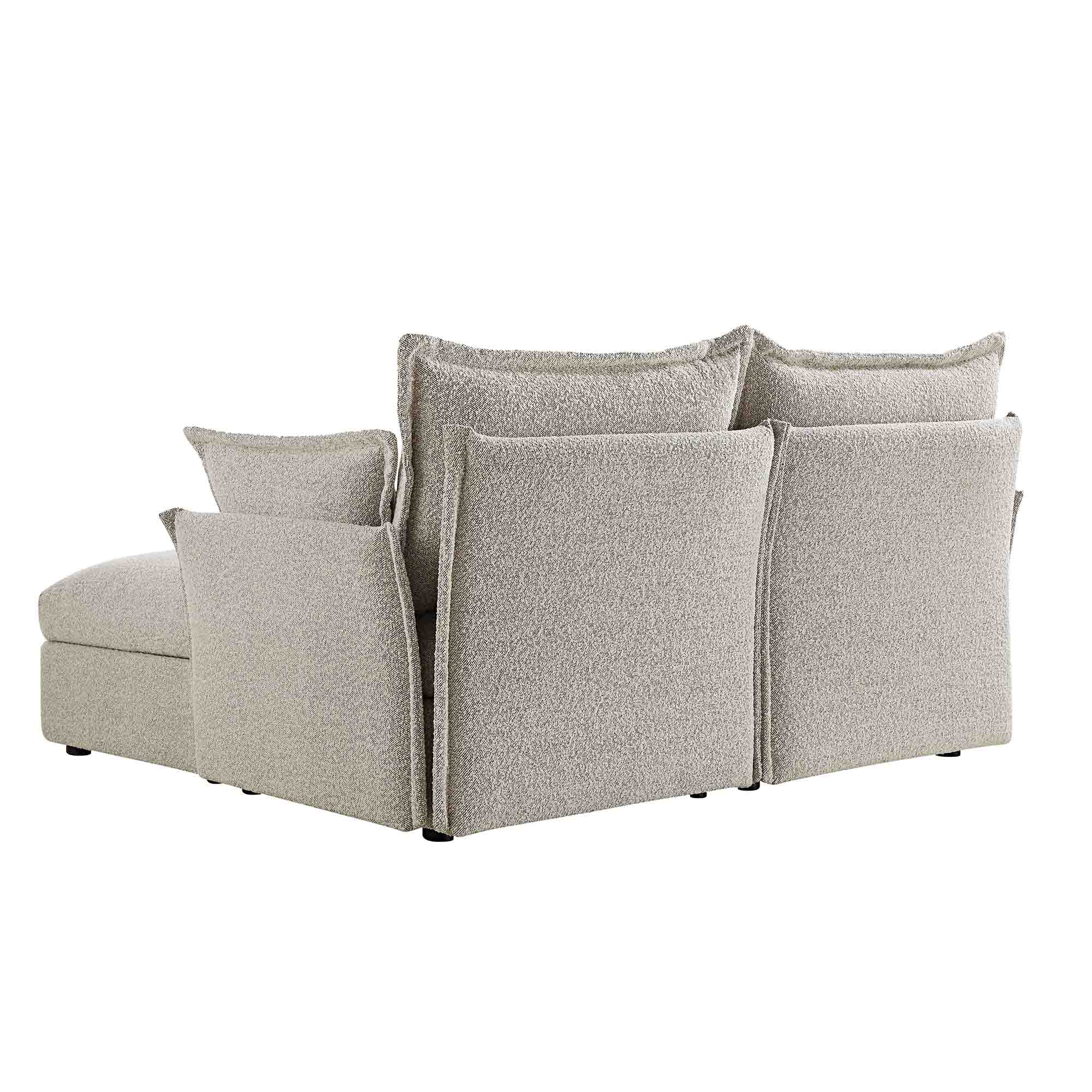 Byron Pillow Edge Mist Grey Boucle Modular Sofa, 2-Seater Chaise