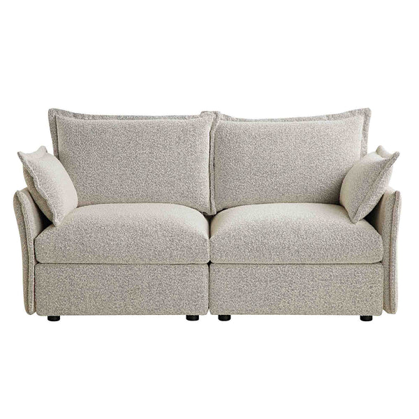 Byron Pillow Edge Mist Grey Boucle Modular Sofa, 2-Seater