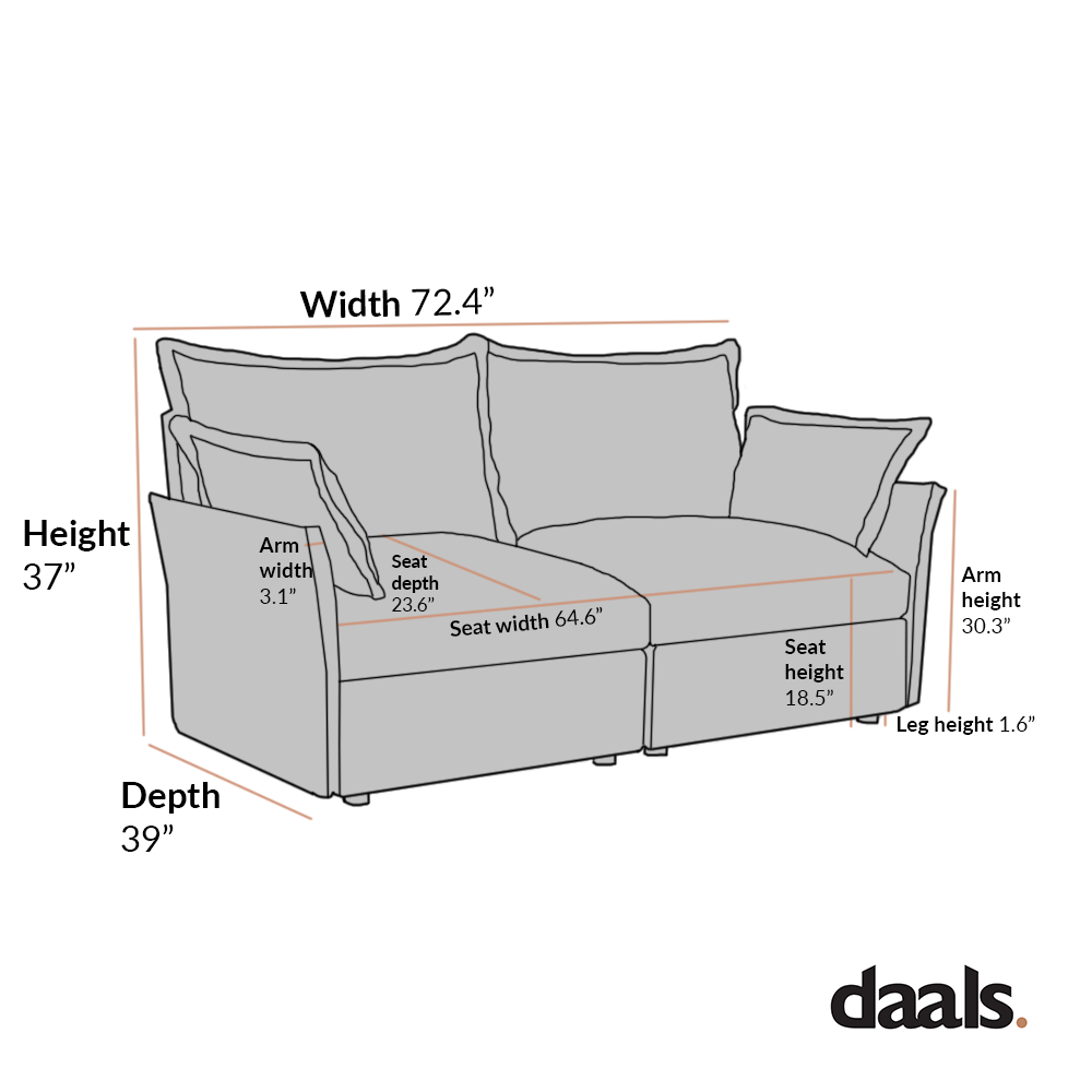 Byron Pillow Edge Moss Green Velvet Modular Sofa, 2-Seater