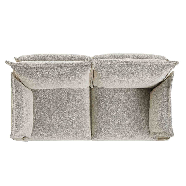 Byron Pillow Edge Mist Grey Boucle Modular Sofa, 2-Seater