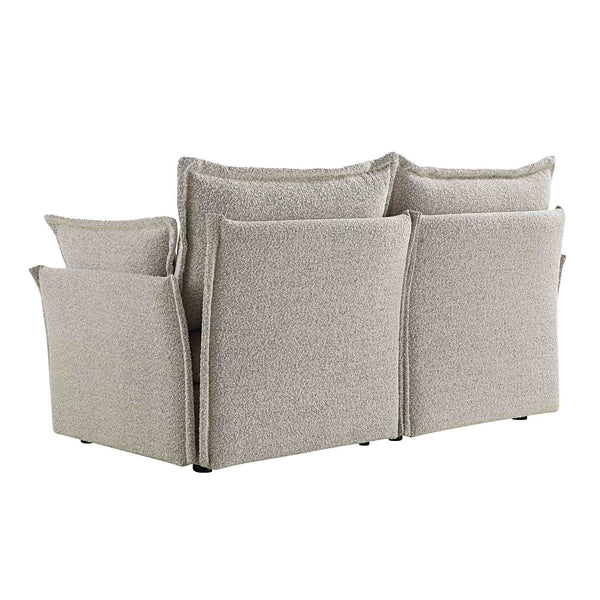 Byron Pillow Edge Mist Grey Boucle Modular Sofa, 2-Seater