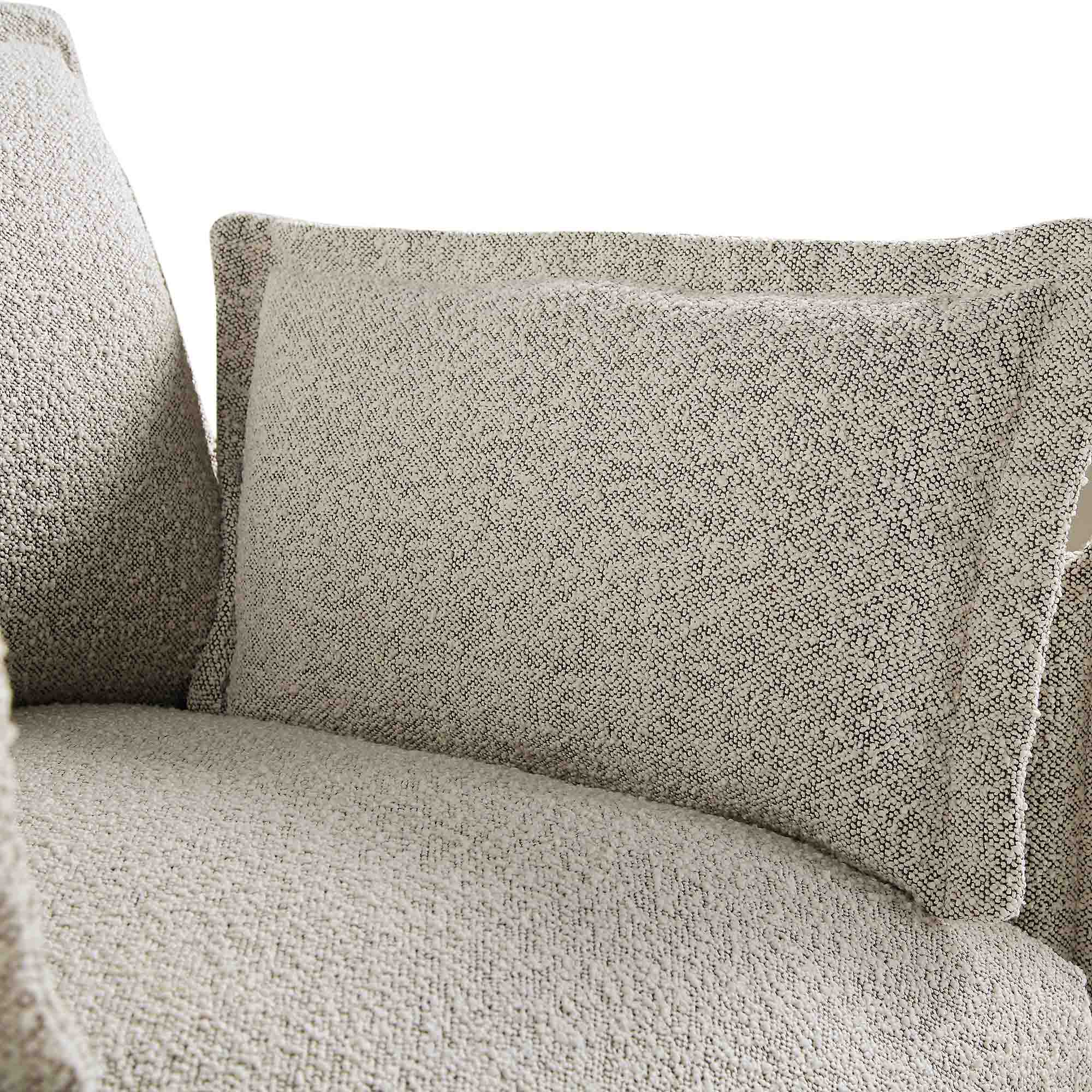 Byron Pillow Edge Mist Grey Boucle Sectional Sofa, 2-Seater