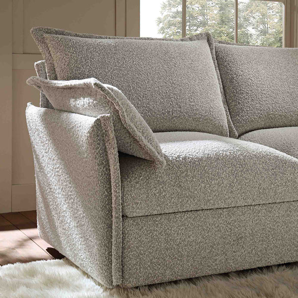 Byron Pillow Edge Mist Grey Boucle Modular Sofa, 2-Seater