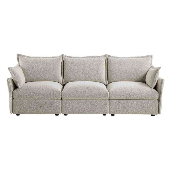 Byron Pillow Edge Mist Grey Boucle Modular Sofa, 3-Seater