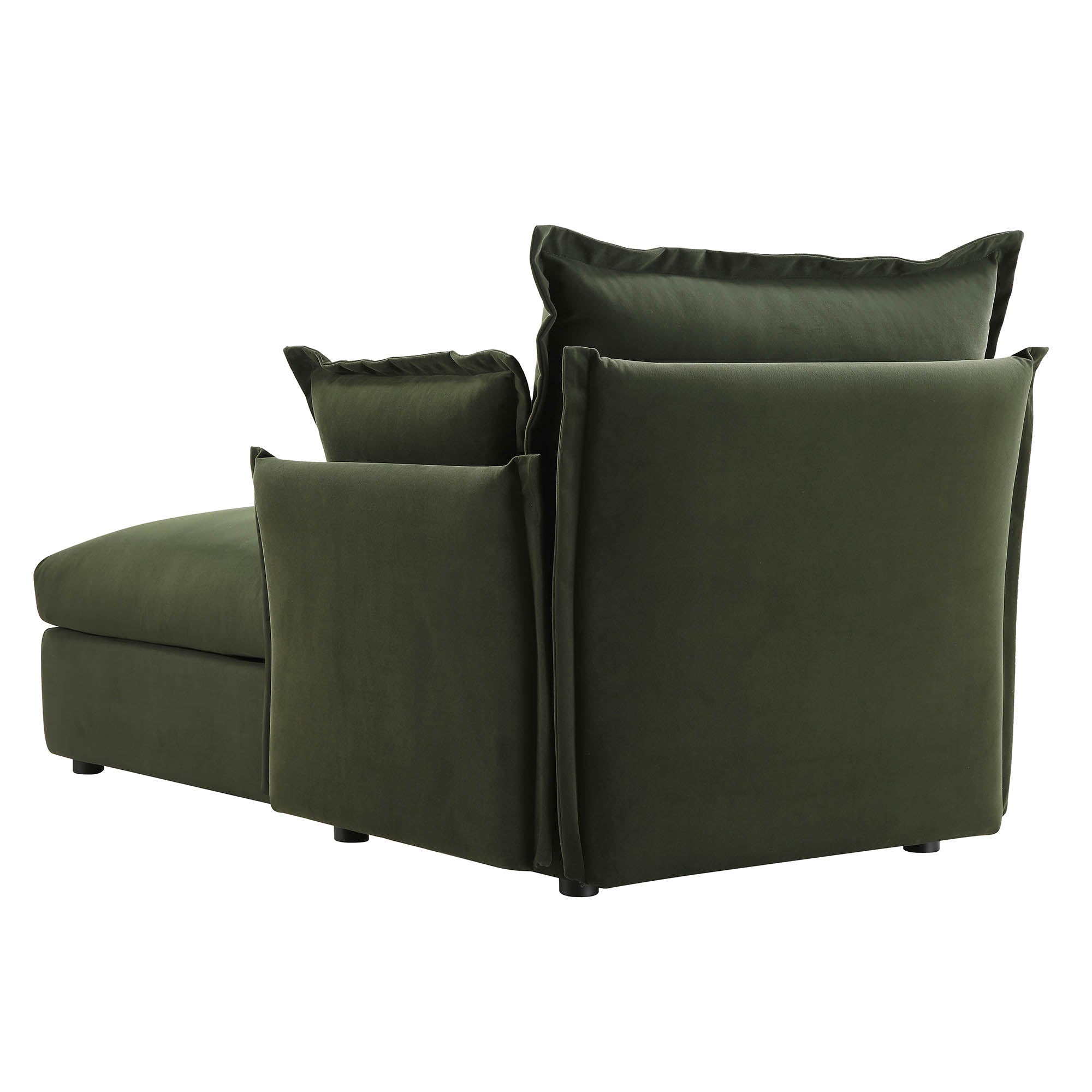 Byron Pillow Edge Moss Green Velvet Modular Sofa, 1-Seater Chaise