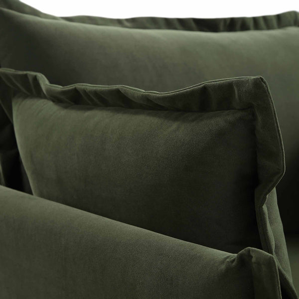 Byron Pillow Edge Moss Green Velvet Sectional Sofa, 1-Seater