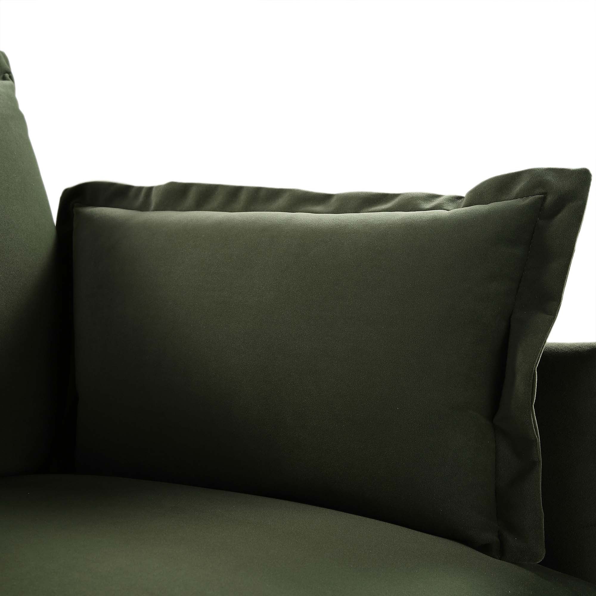 Byron Pillow Edge Moss Green Velvet Sectional Sofa, 1-Seater