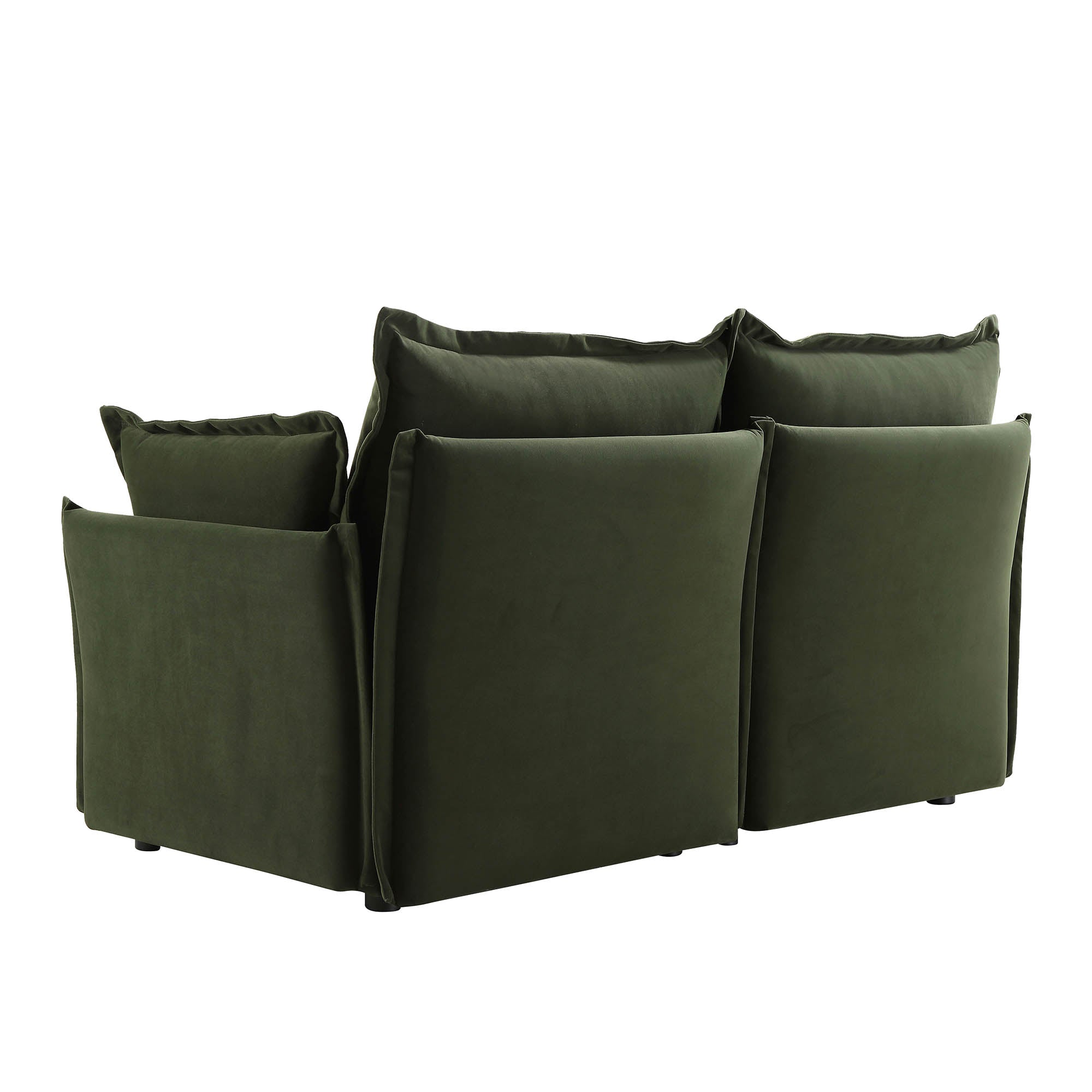 Byron Pillow Edge Moss Green Velvet Sectional Sofa, 2-Seater