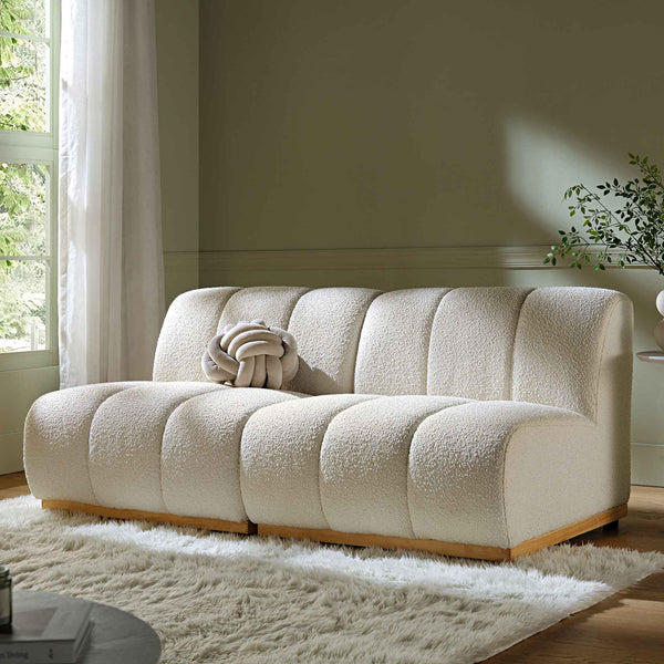 Granvia Ecru Boucle Sectional Sofa, 2-Seater Sofa