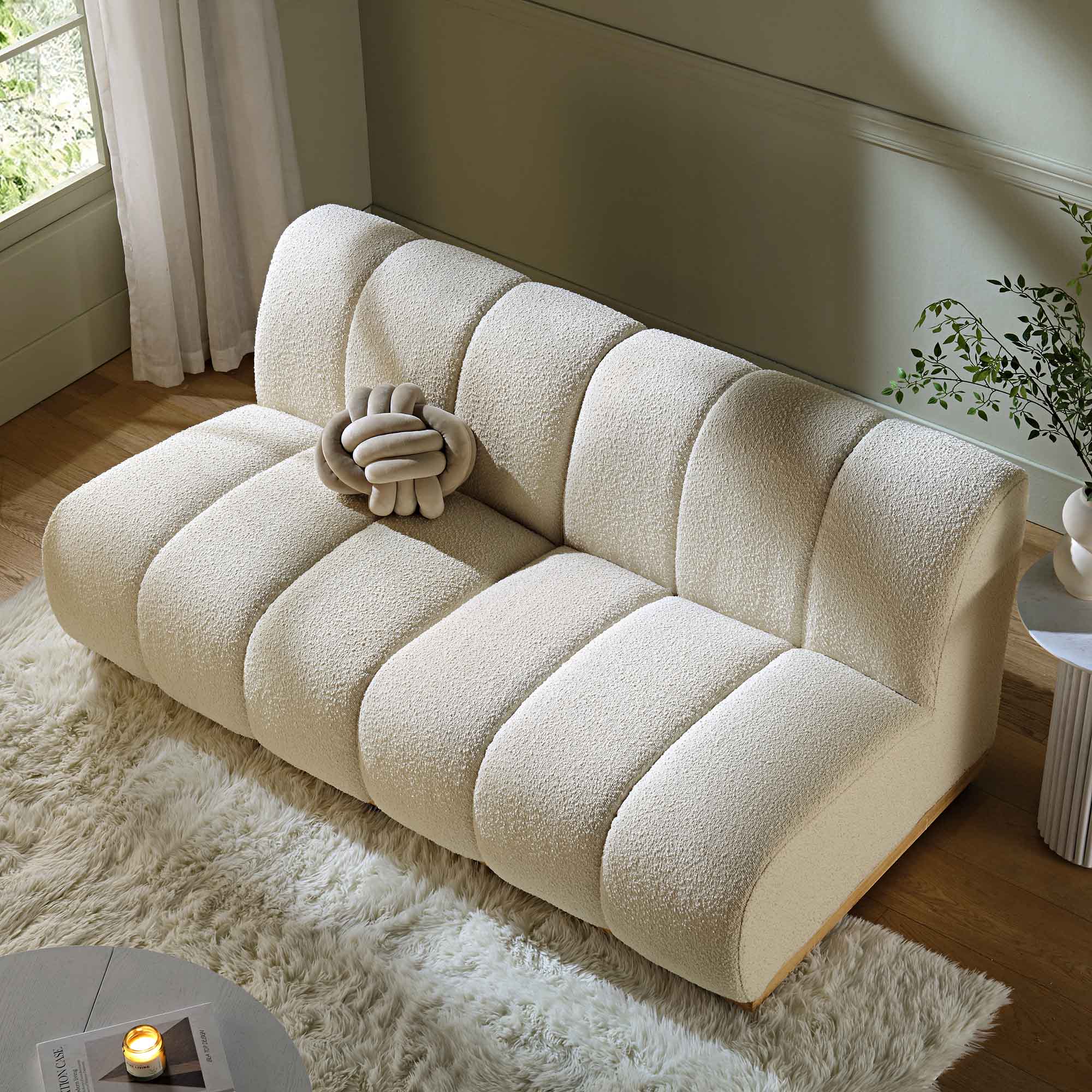 Granvia Ecru Boucle Modular Sofa, 2-Seater Sofa