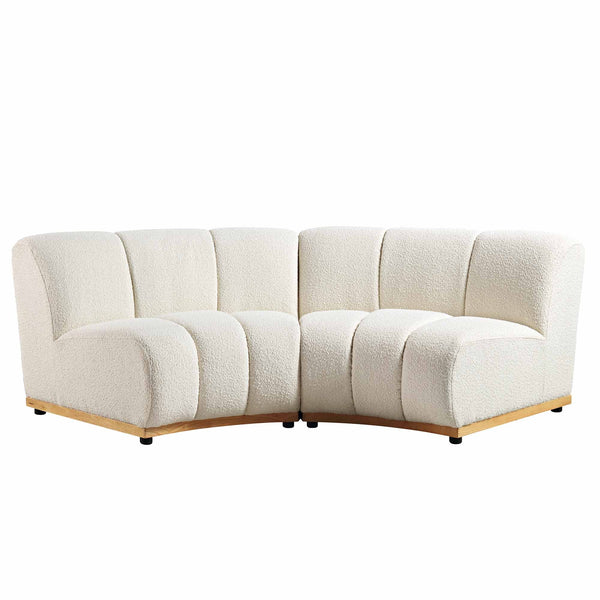 Granvia Ecru Boucle Sectional Sofa, 2-Seater Curved Sofa