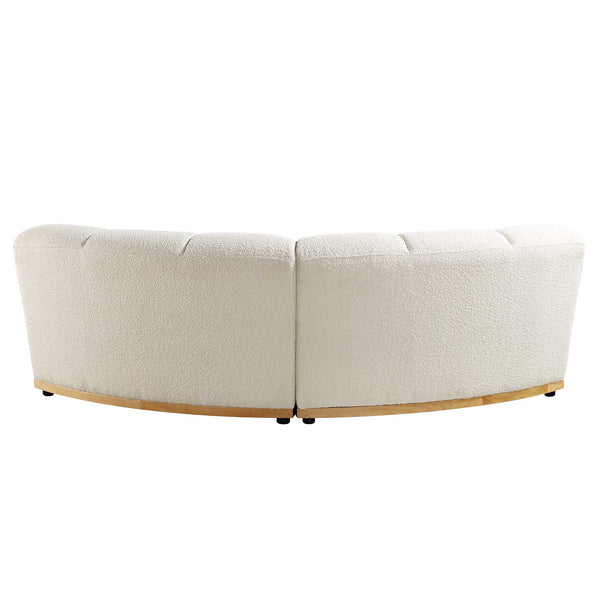 Granvia Ecru Boucle Sectional Sofa, 2-Seater Curved Sofa