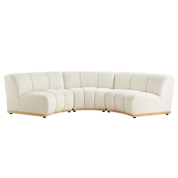 Granvia Ecru Boucle Modular Sofa, 3-Seater Curved Sofa