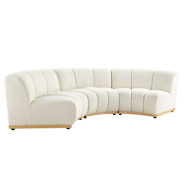 Granvia Ecru Boucle Modular Sofa, 3-Seater Curved Sofa