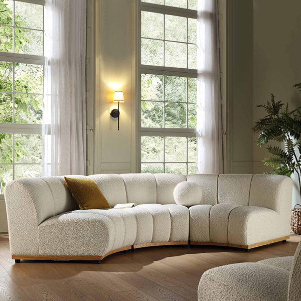 Granvia Ecru Boucle Modular Sofa, 3-Seater Curved Sofa