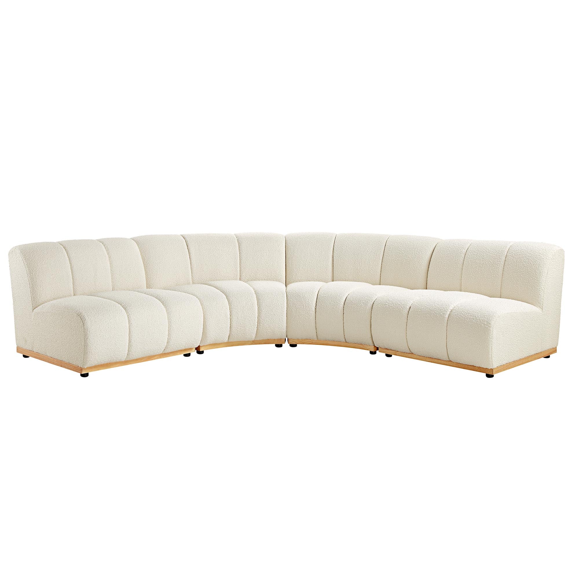 Granvia Ecru Boucle Sectional Sofa, 4-Seater Large Corner Sofa