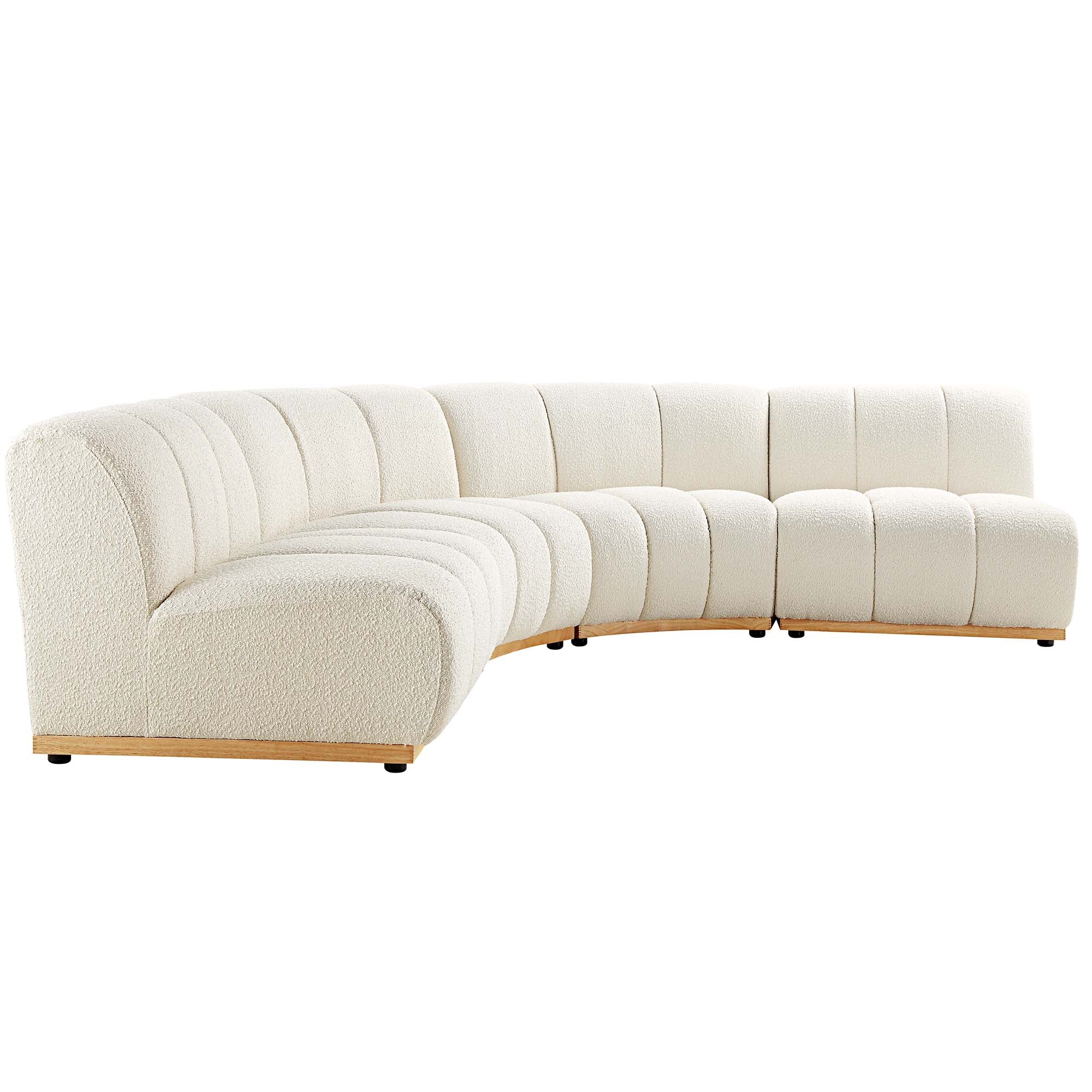 Granvia Ecru Boucle Sectional Sofa, 4-Seater Large Corner Sofa