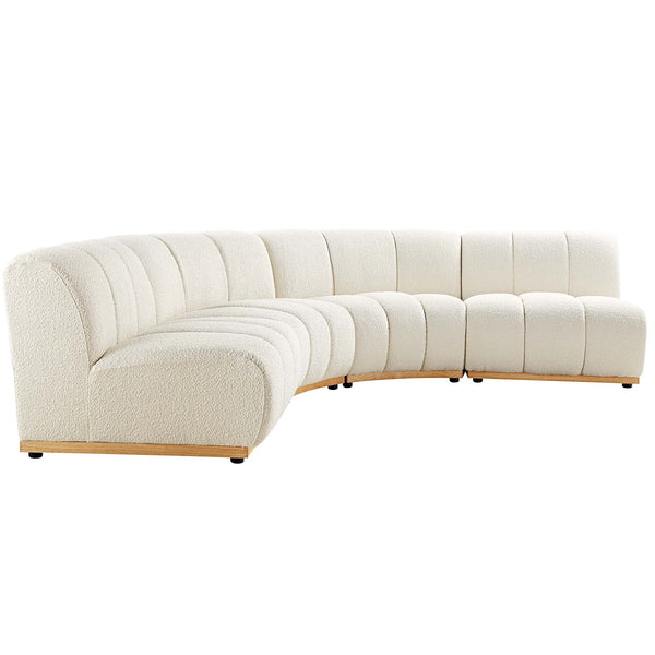 Granvia Ecru Boucle Sectional Sofa, 4-Seater Large Corner Sofa