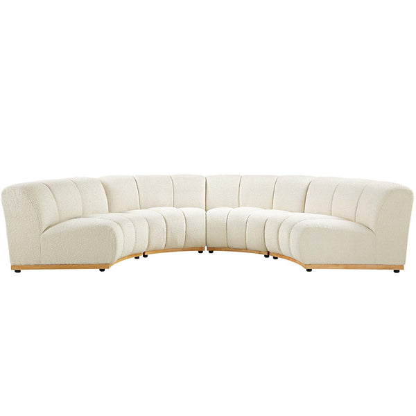 Granvia Ecru Boucle Sectional Sofa, 4-Seater Half Circle Sofa