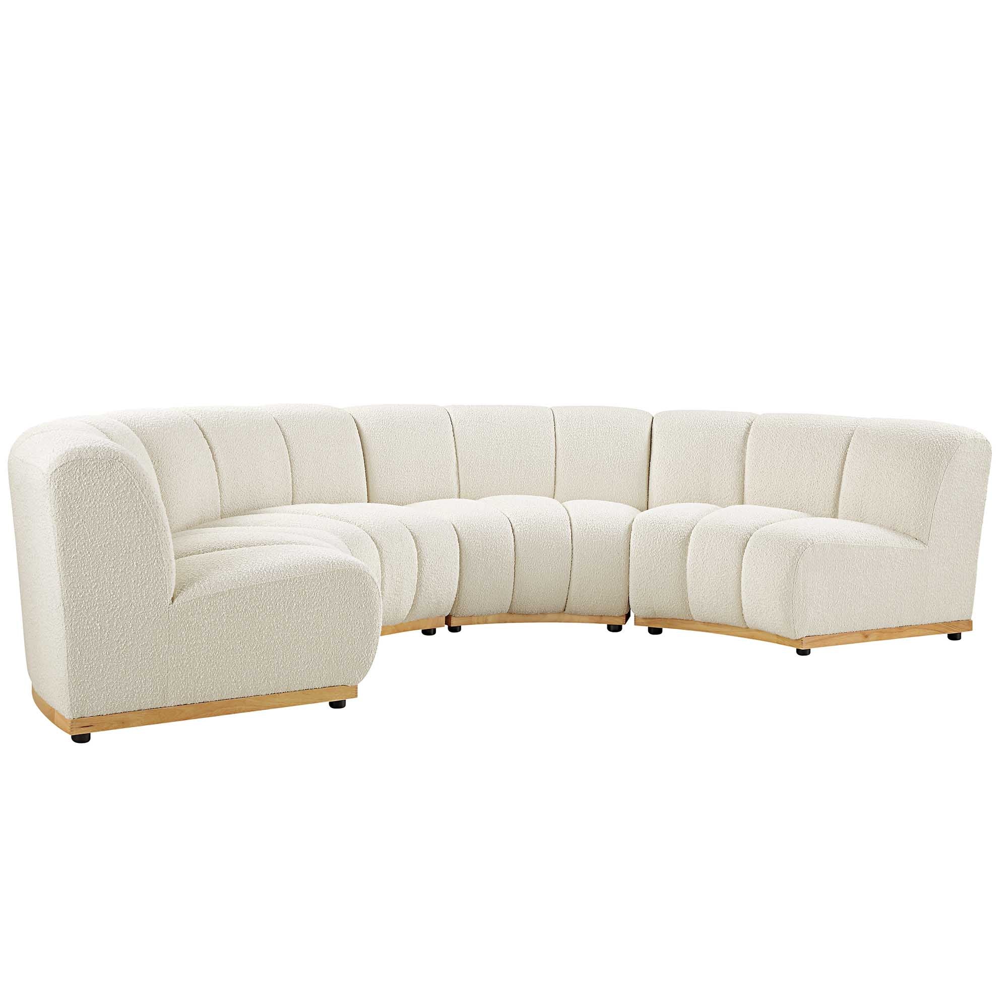 Granvia Ecru Boucle Modular Sofa, 4-Seater Half Circle Sofa