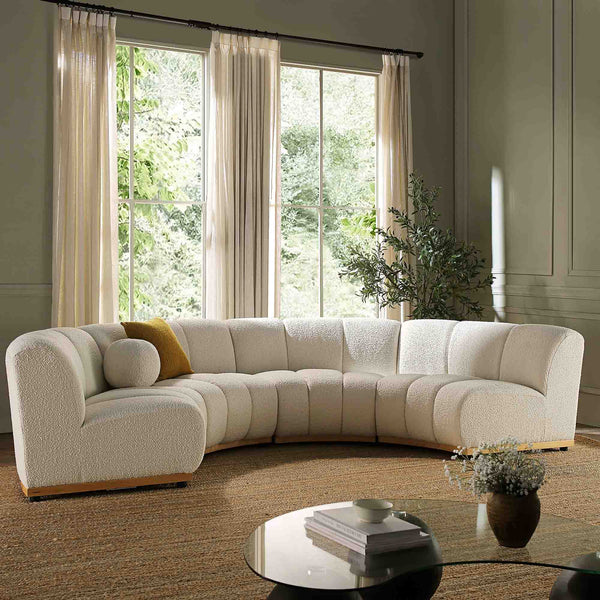 Granvia Ecru Boucle Modular Sofa, 4-Seater Half Circle Sofa