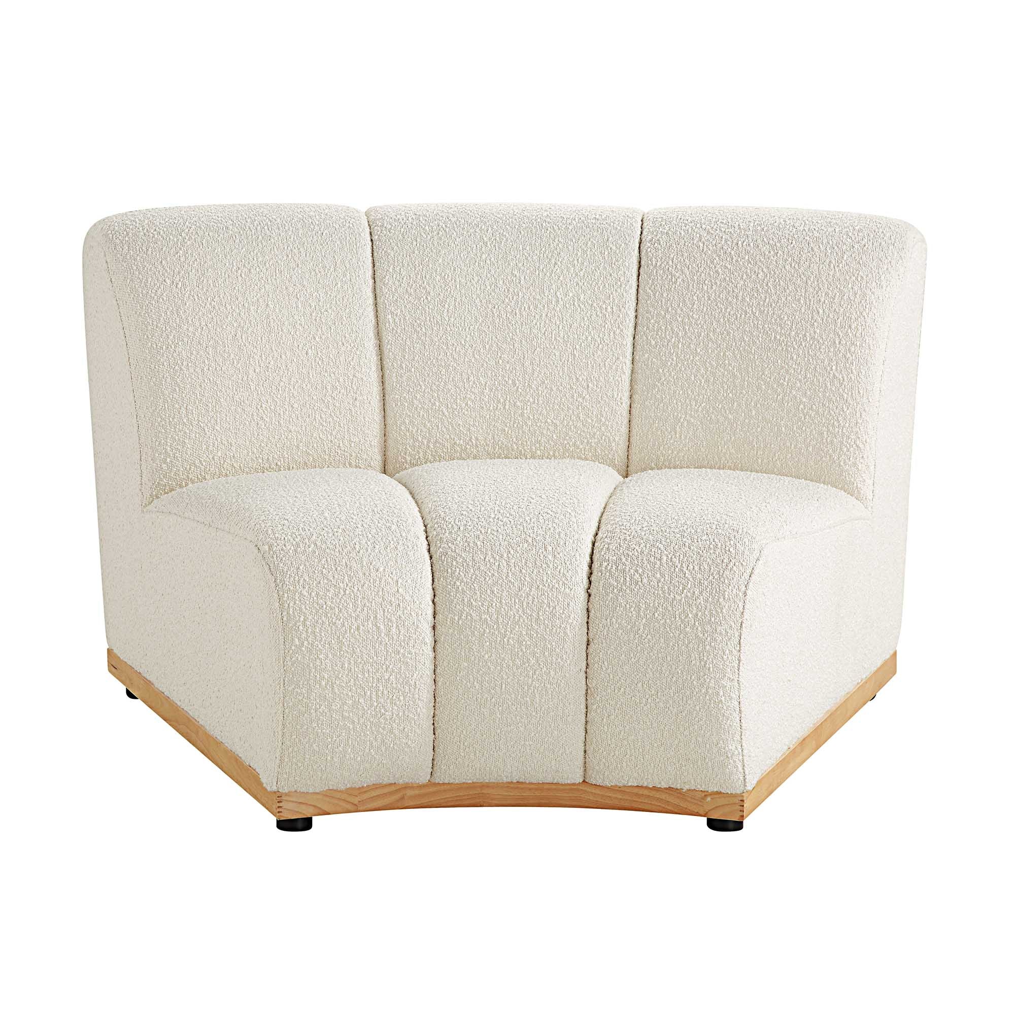 Granvia Ecru Boucle Sectional Sofa, 1-Seater Curved Sofa