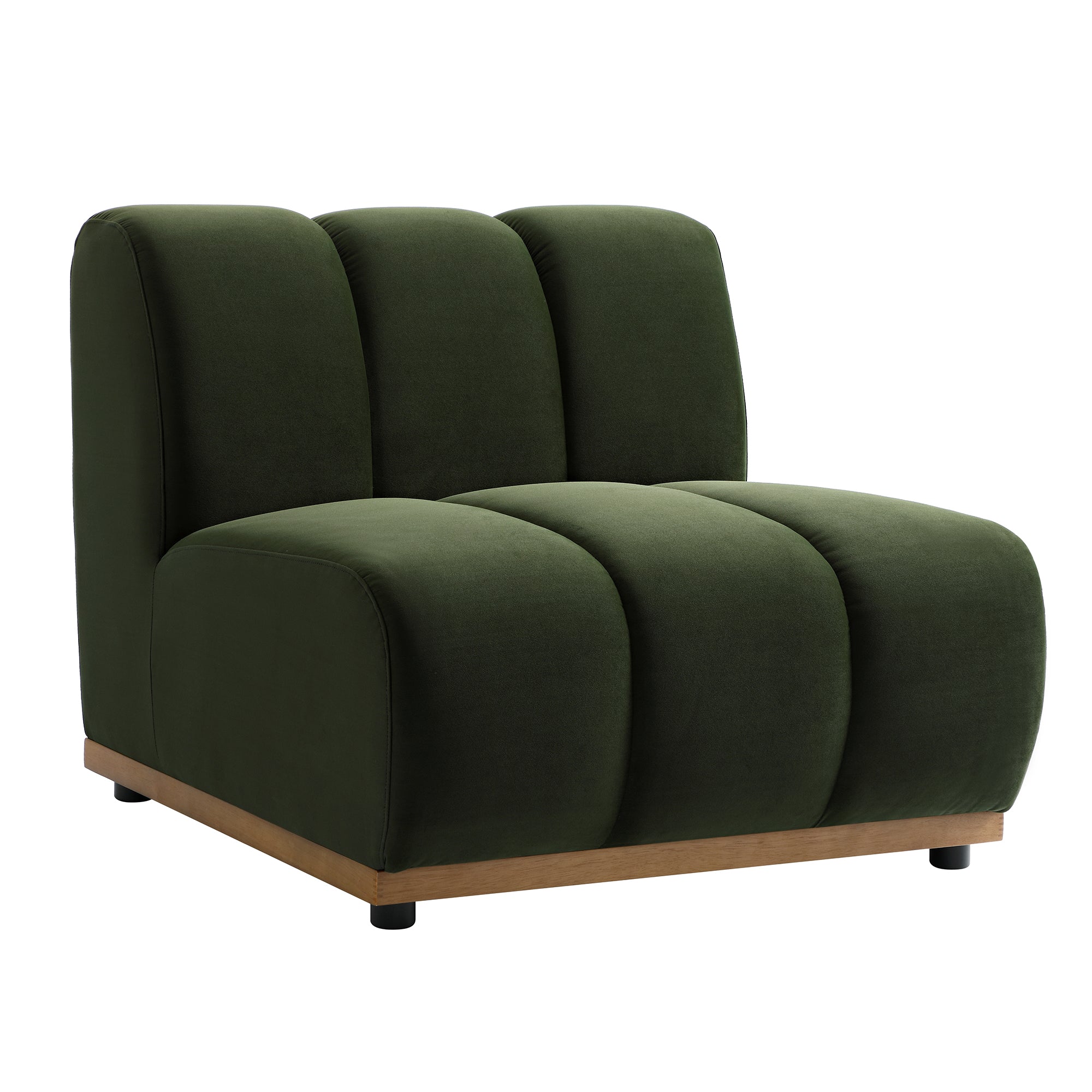 Granvia Moss Green Sectional Sofa, 1-Seater Armless Sofa