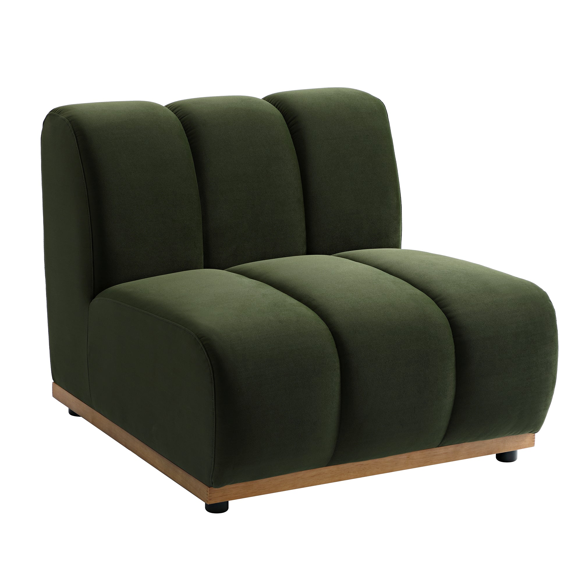 Granvia Moss Green Sectional Sofa, 1-Seater Armless Sofa