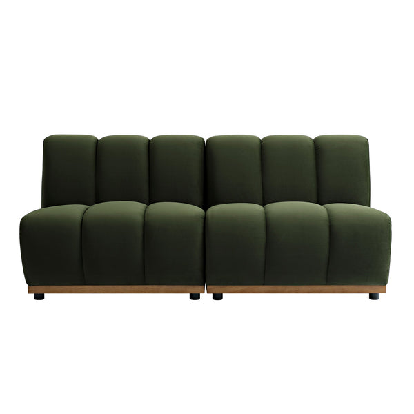 Granvia Moss Green Velvet Sectional Sofa, 2-Seater Sofa