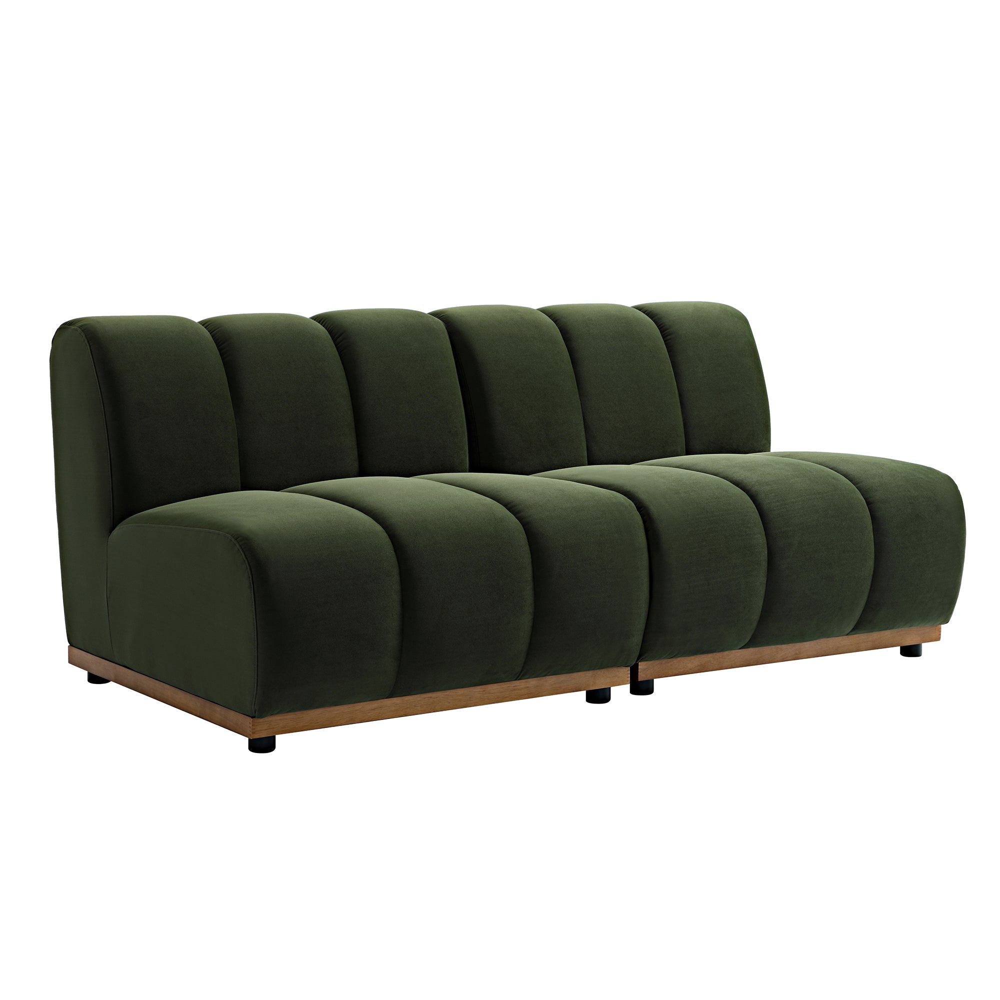 Granvia Moss Green Velvet Sectional Sofa, 2-Seater Sofa