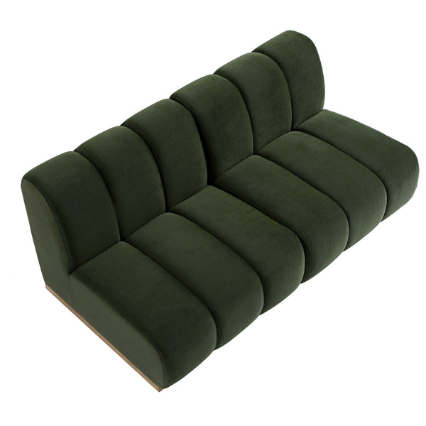 Granvia Moss Green Velvet Sectional Sofa, 2-Seater Sofa