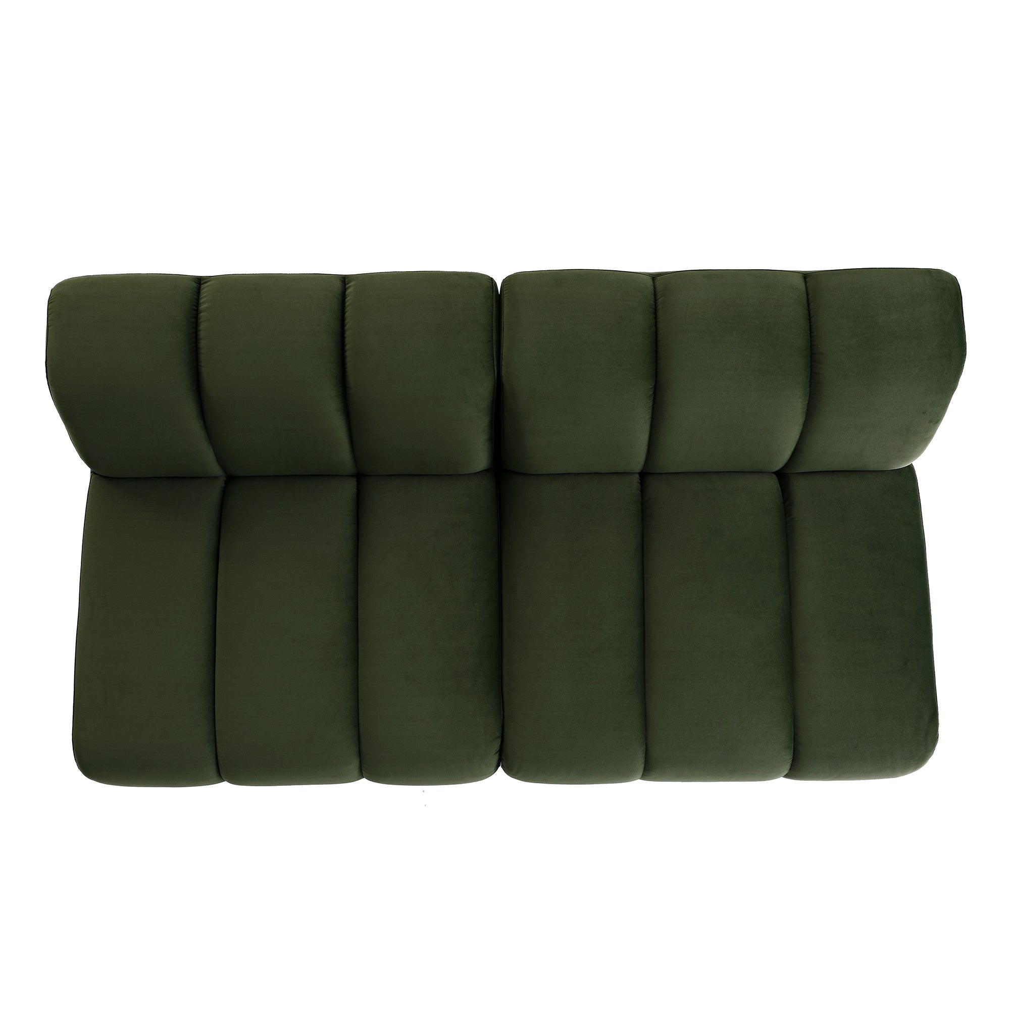 Granvia Moss Green Velvet Sectional Sofa, 2-Seater Sofa