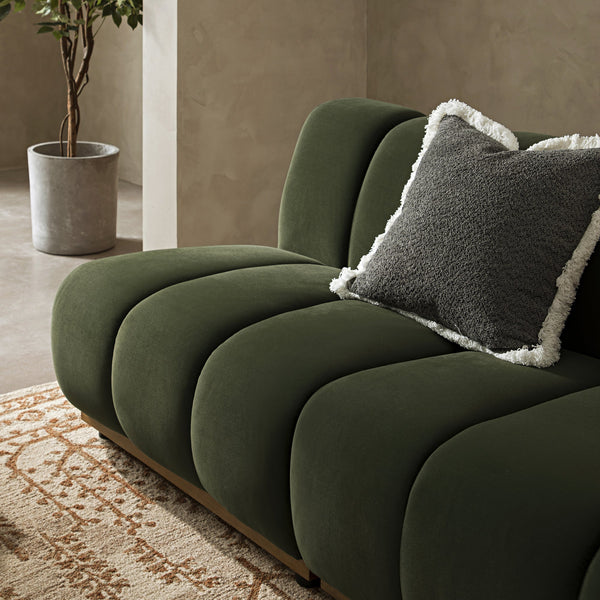 Granvia Moss Green Velvet Sectional Sofa, 2-Seater Sofa