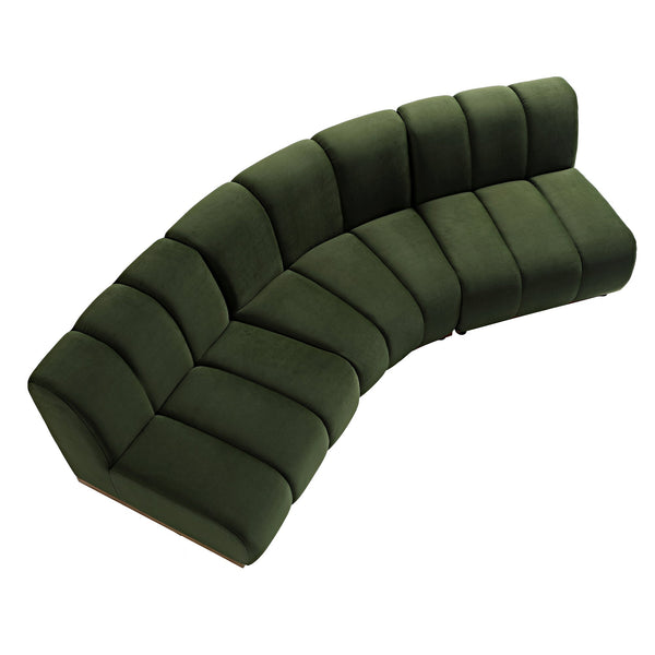 Granvia Moss Green Velvet Sectional Sofa, 3-Seater Corner Sofa