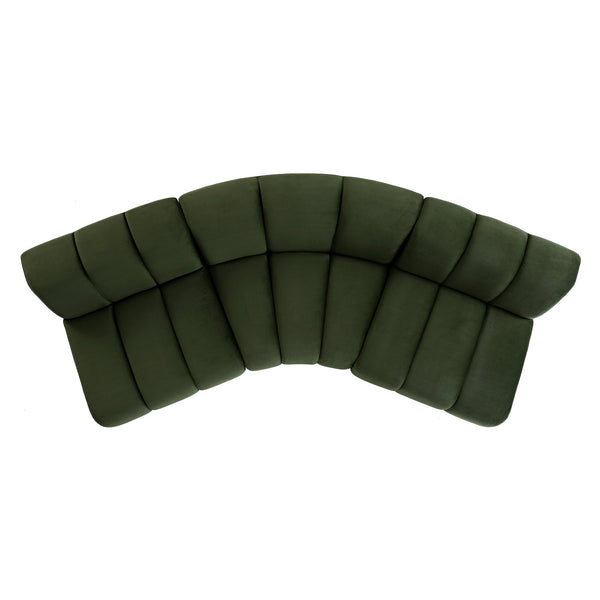 Granvia Moss Green Velvet Sectional Sofa, 3-Seater Corner Sofa