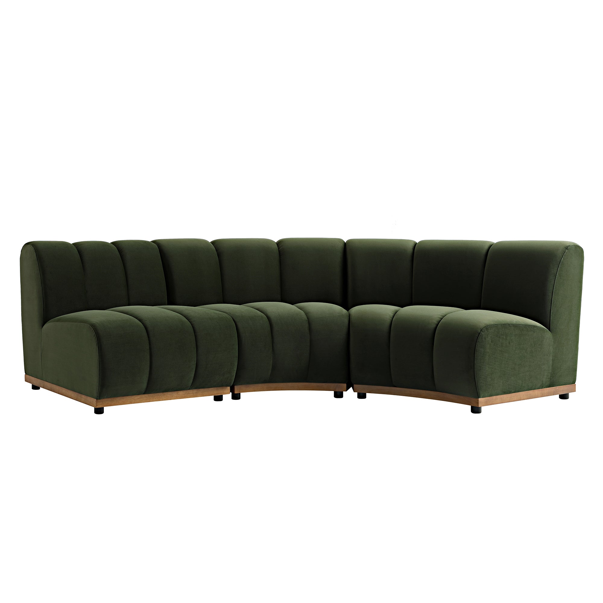 Granvia Moss Green Velvet Modular Sofa, 3-Seater L-Shaped Sofa