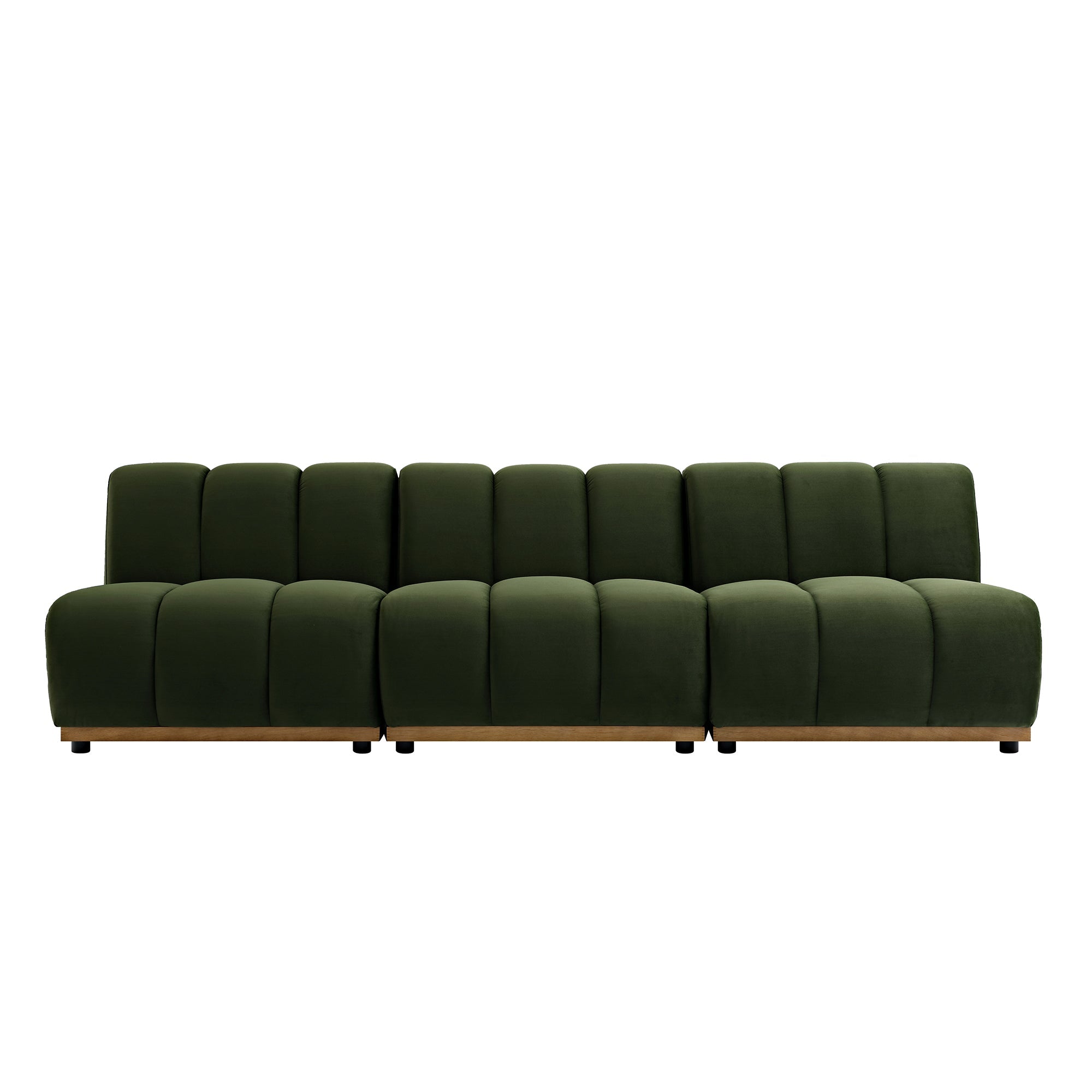 Granvia Moss Green Velvet Modular Sofa, 3-Seater Sofa