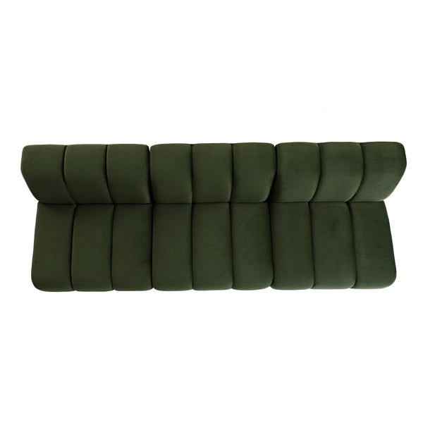 Granvia Moss Green Velvet Sectional Sofa, 3-Seater Sofa