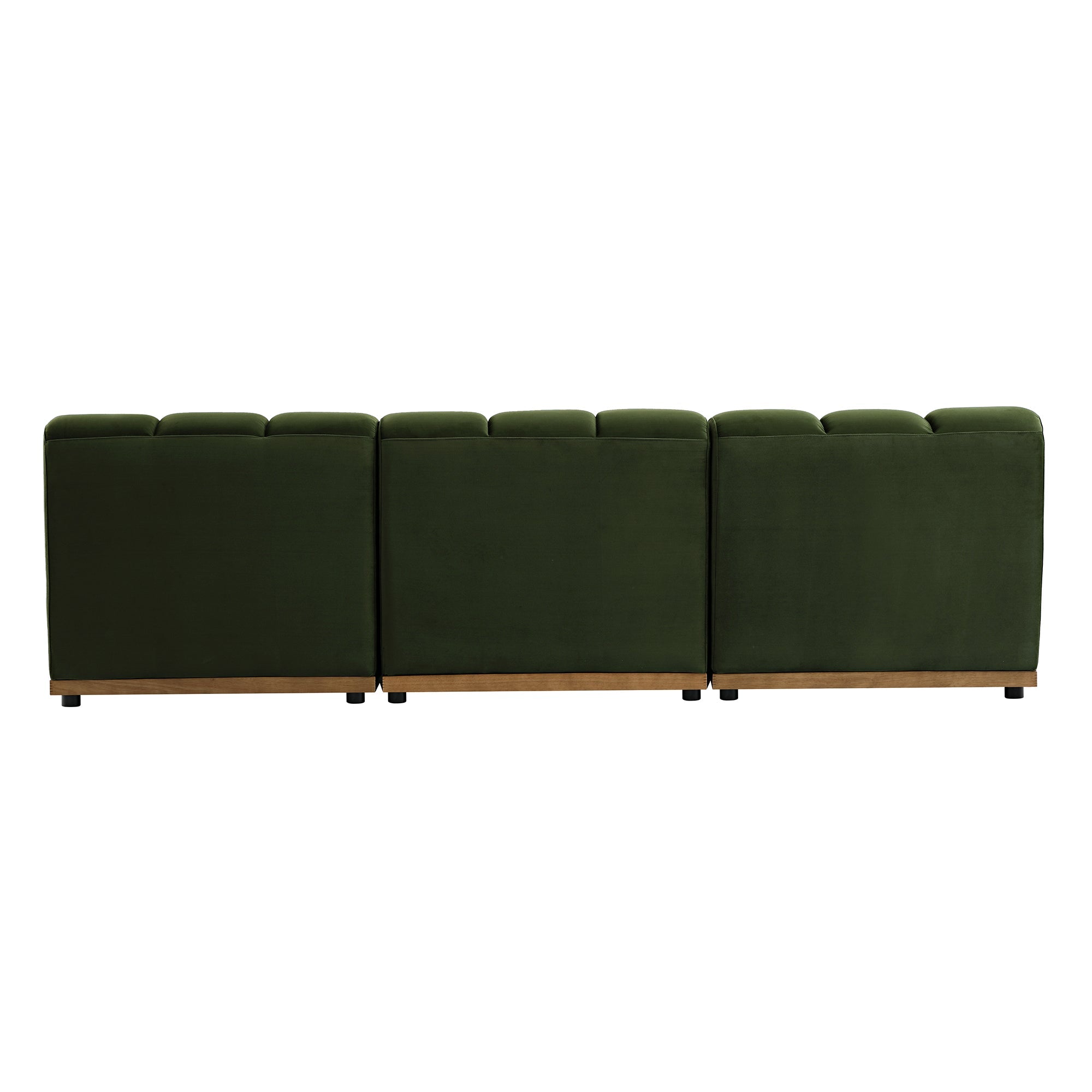 Granvia Moss Green Velvet Sectional Sofa, 3-Seater Sofa