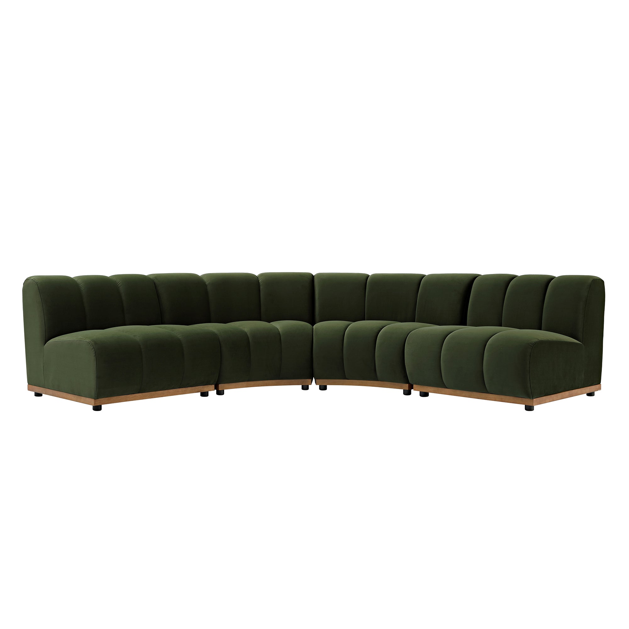 Granvia Moss Green Velvet Modular Sofa, 4-Seater Large Corner Sofa