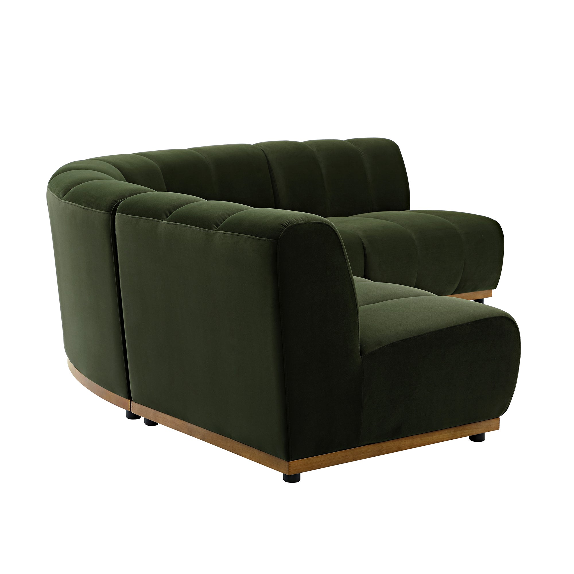 Granvia Moss Green Velvet Sectional Sofa, 4-Seater Large Corner Sofa